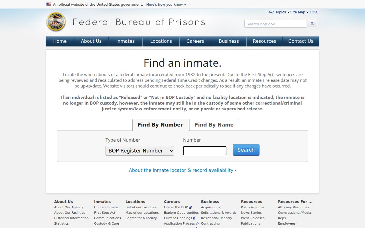 Fayette County arrest lookup through Federal Bureau of Prisons locator