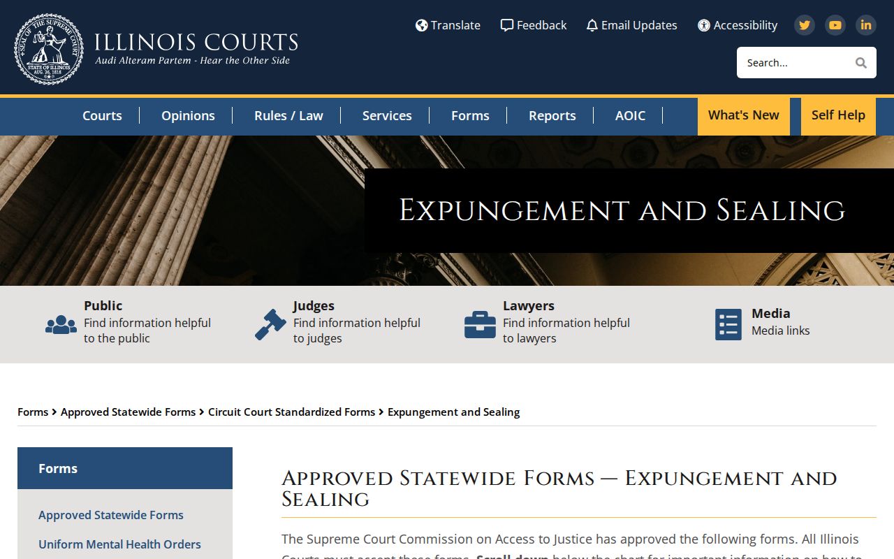Illinois approved expungement and sealing forms for Fayette County cases