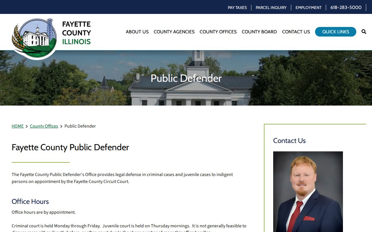 Fayette County criminal court case Public Defender information