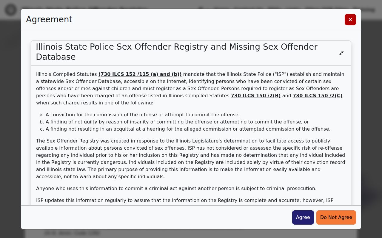 Illinois registration unit for Fayette County sex offender search