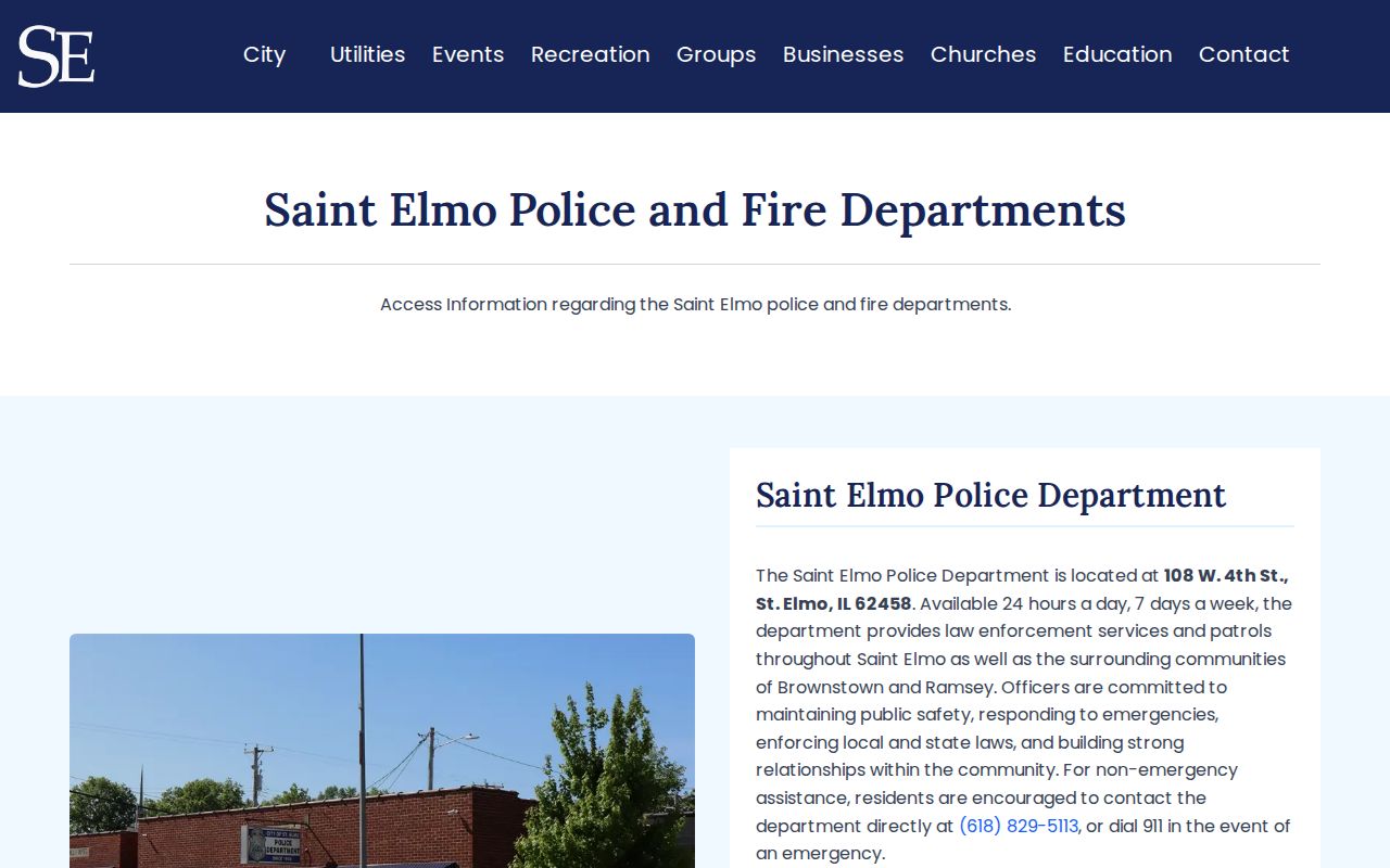 St. Elmo criminal records Police Department contact page